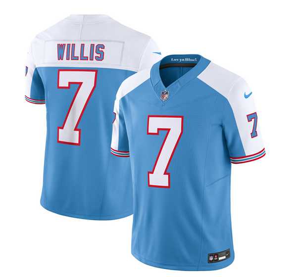 Men & Women & Youth Tennessee Titans #7 Malik Willis Blue White 2023 F.U.S.E. Vapor Limited Throwback Jersey
